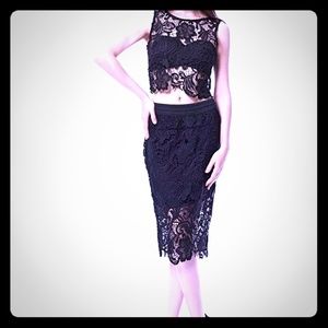 2 Piece Lace Crop Top & Skirt